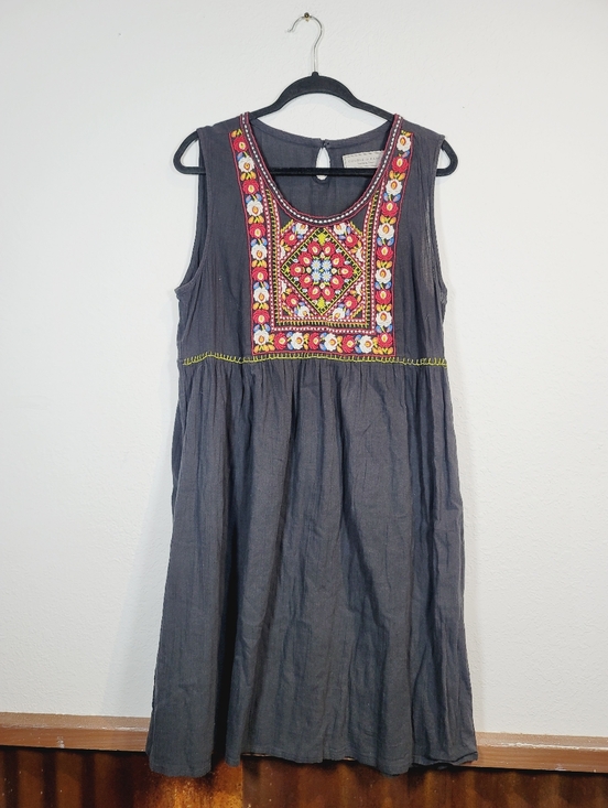 Double D Ranch Dresses & Skirts - Double D Ranch Embroidered Tank Dress With Colorful Floral Design, Size 1X
